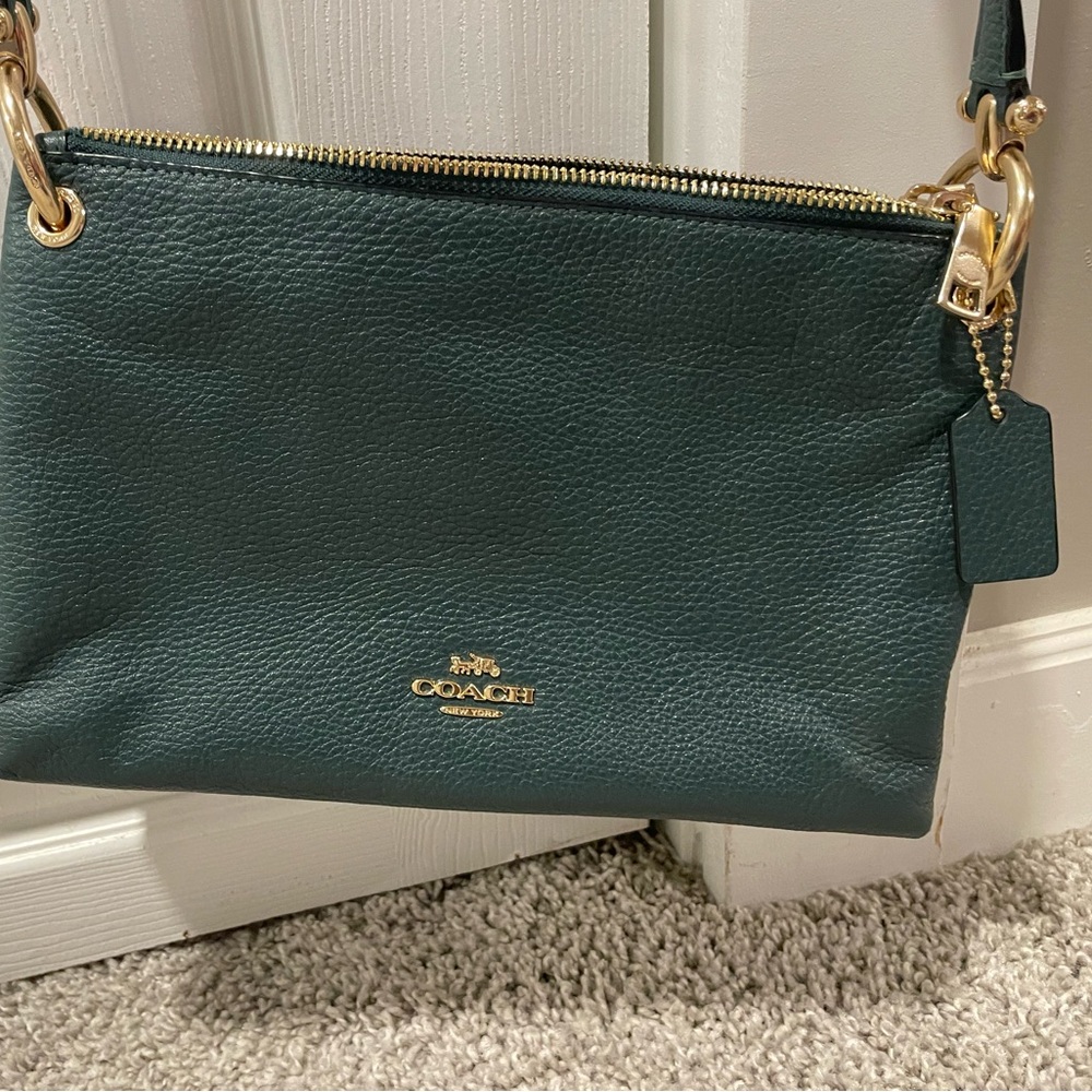 Green coach soft leather crossbody